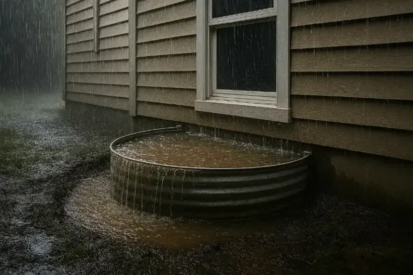 Storm water flooding into a lower level in Columbia, MD
